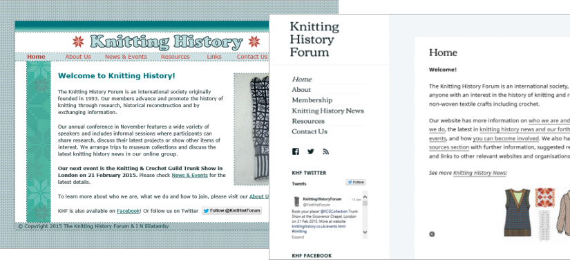 Knitting History the website of Knitting History Forum the international society for the history of knitting and crochet. Old and new websites, January 2015.