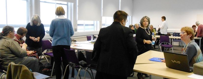 Delegates Gathering for the 2014 Knitting History Conference