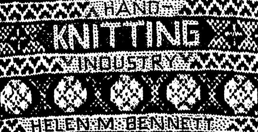 Detail from the cover of Helen Bennett's 1981 doctoral thesis "The origins and development of the Scottish hand-knitting industry", University of Edinburgh. Copyright Dr Helen M Bennett.