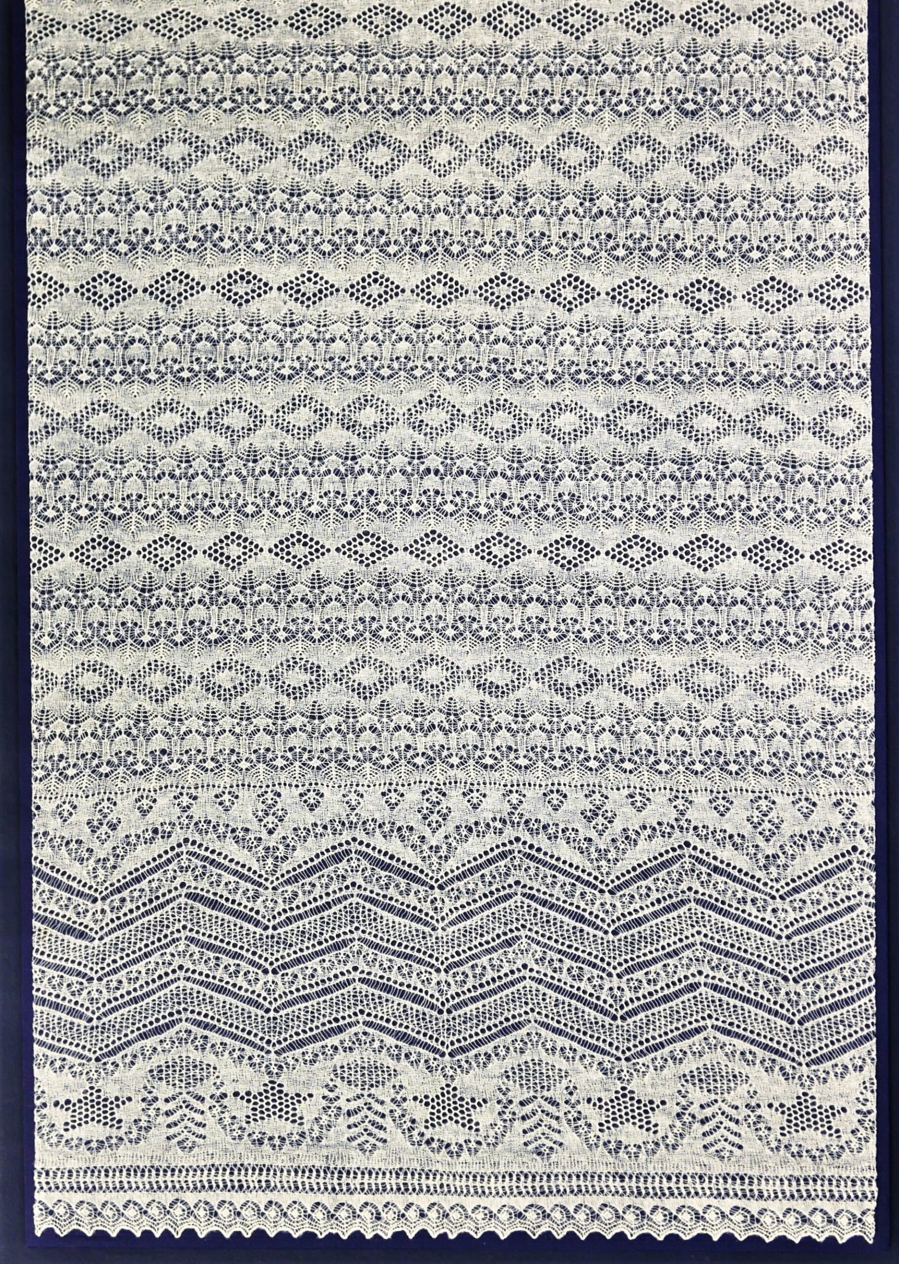 Detail of a shawl (TEX 2004.303) given as a wedding present, Lerwick, 1921, Shetland Museum