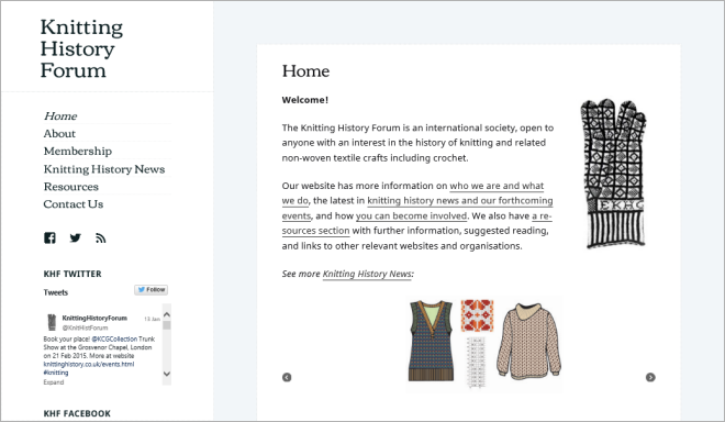 Knitting History the website of Knitting History Forum the international society for the history of knitting and crochet re-vamped website January 2015